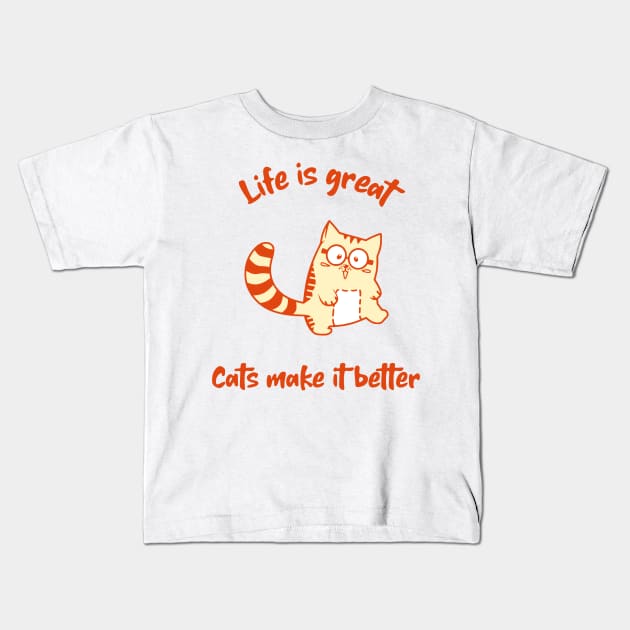 My life is great with cats Kids T-Shirt by Purrfect Shop